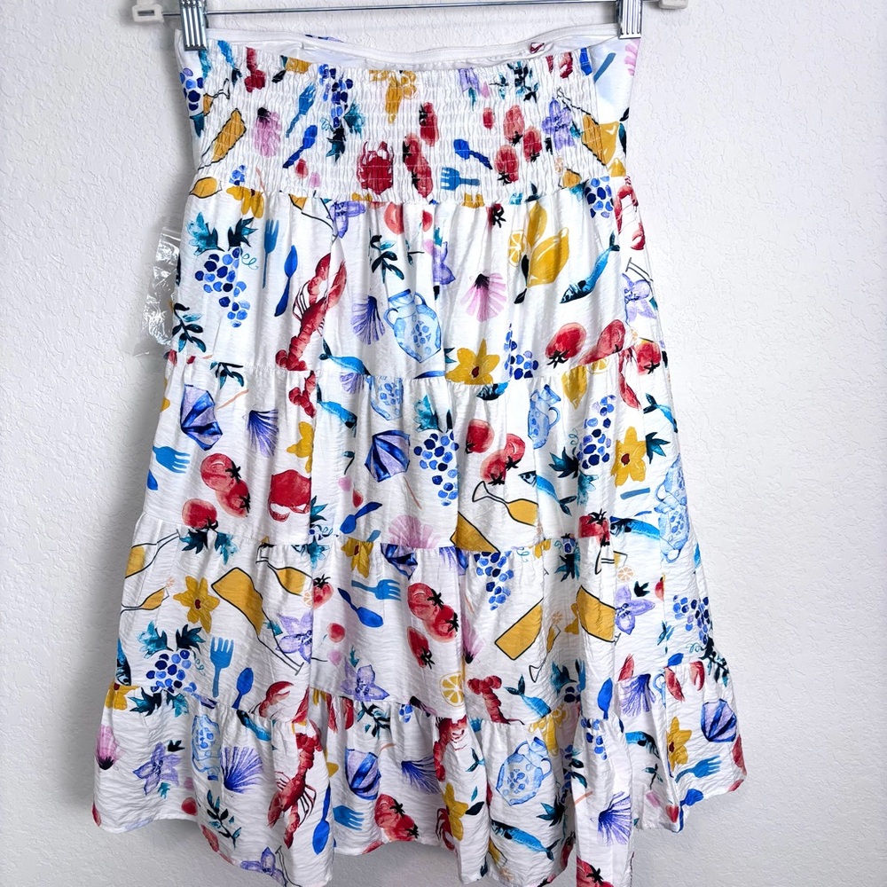 Pink Lily Multicolor Coastal Novelty Print Tiered Mini Dress Women’s Medium - Picture 6 of 12